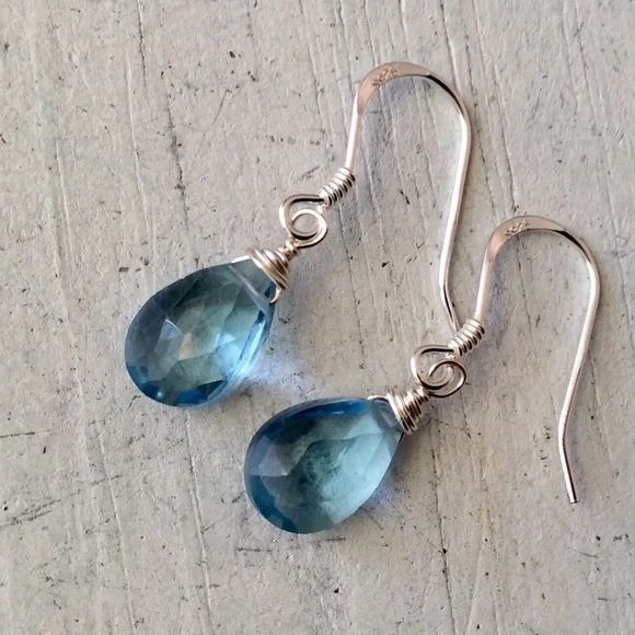New London Blue Topaz Sterling Silver Earrings - Picture 5 of 7